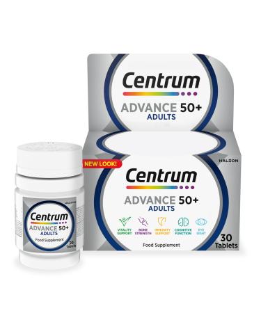 Centrum Advance 50+ Multivitamin & Mineral Tablets 24 essential nutrients including Vitamin D Complete Multivitamin Tablets 30 tablets (Packaging may vary) Single 30 Count (Pack of 1)