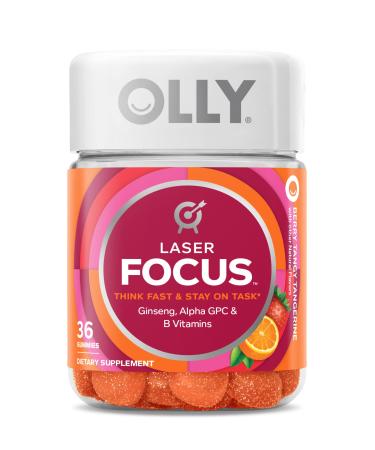 Olly Laser Focus Gummy 18 Day Supply Gummies Ginseng Alpha GPC B Vitamins Chewable Supplement, Berry Tangy Tangerine, 36 Count - Buy Online on GoSupps.com