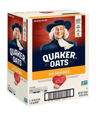 Quaker Old Fashioned Rolled Oats Non GMO Project Verified Two 64oz Bags in Box 90 Servings - Buy Online on GoSupps.com