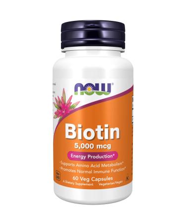 Now Foods Biotin 5000 mcg 60 Veg Capsules
