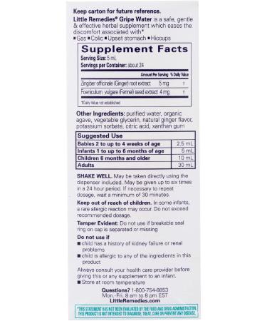 Little Remedies Gripe Water for Newborns - Alcohol-Free, Gluten-Free, 4 Fl Oz - Buy Online on GoSupps.com
