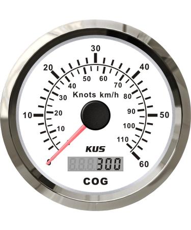 KUS GPS Speedometer Odometer 60Knots 110KM/H For Boat Yachts 85mm With Backlight (White)