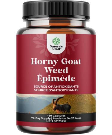 Horny Goat Weed Male Enhancing Supplement - Extra Strength HornyGoatWeed for Men with Black Maca Root Powder, Tongkat Ali, Saw Palmetto & Panax Ginseng Supplement - Energy & Stamina Caps - 180CT