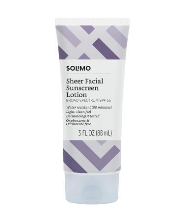 Amazon Brand - Solimo Sheer Face Sunscreen SPF 55  Reef Friendly (Octinoxate & Oxybenzone Free)  3.0 Fluid Ounce ReefFriendly 3 Fl Oz (Pack of 1) - Buy Online on GoSupps.com