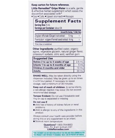 Little Remedies Gripe Water for Newborns - Alcohol-Free, Gluten-Free, 4 Fl Oz - Buy Online on GoSupps.com
