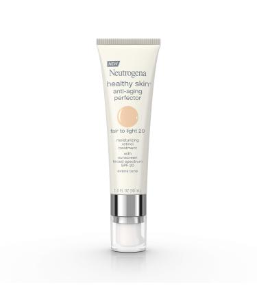 Neutrogena Healthy Skin Anti-Aging Perfector Tinted Facial Moisturizer and Retinol Treatment with Broad Spectrum SPF 20 Sunscreen with Titanium Dioxide, 20 Fair to Light, 1 fl. oz
