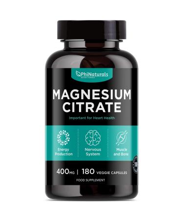 Magnesium Citrate Powder Capsules 400mg  180 Count Pure Non-GMO Supplements  Natural Sleep Calm Relax - Made in The USA - Buy Online on GoSupps.com