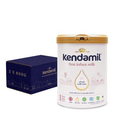 (2x800g) Kendamil First Infant Milk 2-Pack Stage 1 from Birth British Made Whole Milk Formula Vegetarian No Palm Oil No GMOs with Omega 3 DHA Omega 6 ARA and Prebiotics 400 g (Pack of 2)
