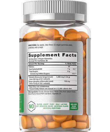 Turmeric Gummies 90 Count Mango Peach Flavor with Ginger | Vegan & Non-GMO Gluten-Free Supplement by Horbaach - Buy Online on GoSupps.com