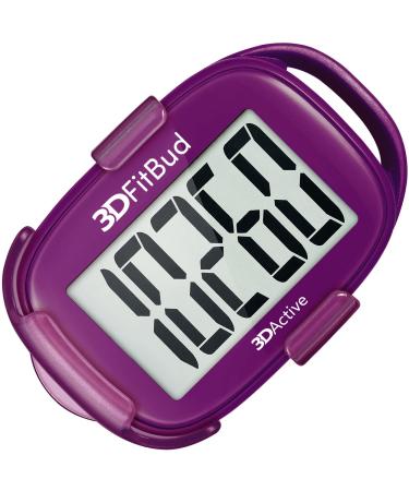 3DFitBud Simple Step Counter Walking 3D Pedometer with Clip and Lanyard, A420S Plum