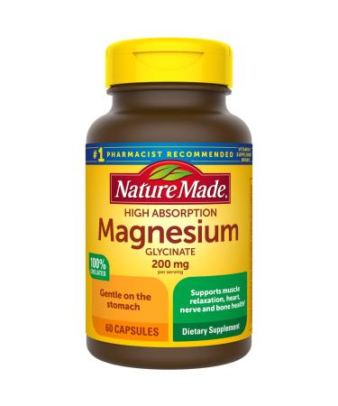 Nature Made Magnesium Glycinate 200 mg per Serving, Dietary Supplement for Muscle, Heart, Nerve and Bone Support, 60 Capsules, 30 Day Supply 60 Count (Pack of 1) - Buy Online on GoSupps.com