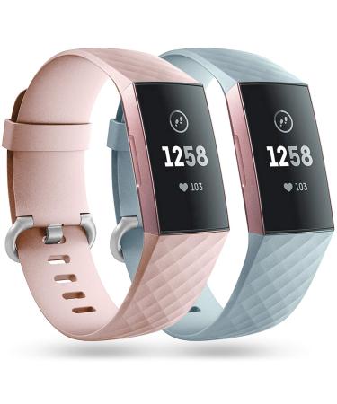 Faliogo 2 piece of replacement straps compatible with Fitbit Charge 4 bracelet/Fitbit charge 3 bracelet soft sports watch bracelet bracelets for women men small large sand pink/mint s