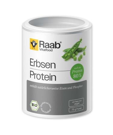 Raab Vitalfood Organic Pea Protein Powder (75 g) pure protein powder 80% protein organically grown vegan rich in iron