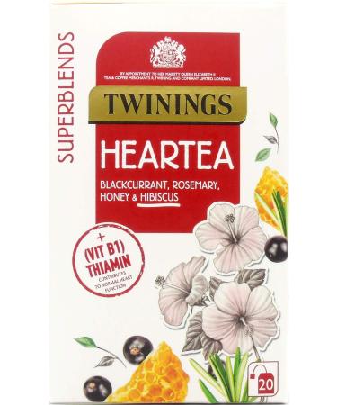 Twinings Superblends Heartea Tea - Blackcurrant & Rosemary Herbal Tea Infusion with Honey Hibiscus & Vitamin B1 (Thiamin) - 20 x Biodegradable Tea Bags Heartea 20 Count (Pack of 1)