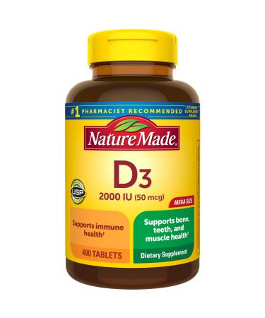 Nature Made Vitamin D3 2000 IU (50 mcg)  Dietary Supplement for Bone  Teeth  Muscle and Immune Health Support  400 Tablets  400 Day Supply - Buy Online on GoSupps.com