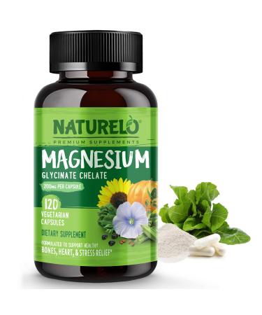 NATURELO Magnesium Glycinate Supplement - 120 Capsules - Buy Online on GoSupps.com