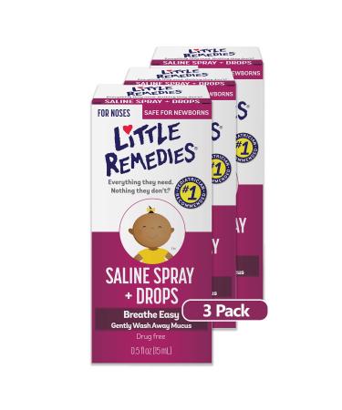 Little Remedies Saline Spray and Drops, Safe for Newborns, 0.5 fl oz, 3 Pack 0.5 Fl Oz (Pack of 3) - Buy Online on GoSupps.com