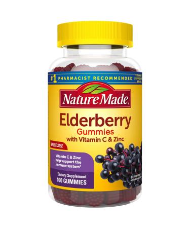 Nature Made Elderberry with Vitamin C and Zinc, Dietary Supplement for Immune Support, 100 Gummies, 50 Day Supply 100 Count (Pack of 1) - Buy Online on GoSupps.com