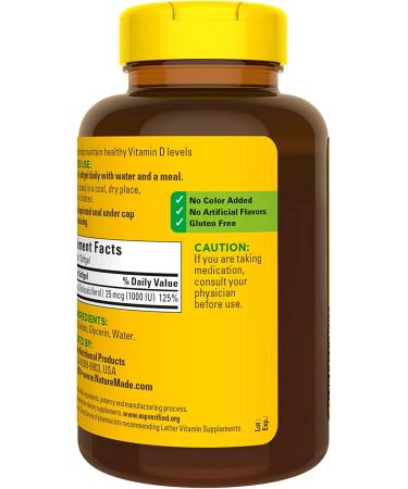 Nature Made Vitamin D3 1000 IU Softgels for Bone, Teeth, Muscle, and Immune Health - 300 Day Supply - Buy Online on GoSupps.com