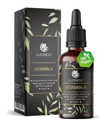 Luondu vitamin A drop high dose 5000 i.e 1500 g per daily dose 50ml (1700 drops) vegan - retinol drops I with maximum bioactivity