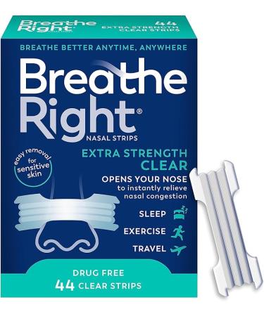 Breathe Right Extra Clear DrugFree Nasal Strips for Nasal Congestion Relief 44 Count  1 Count