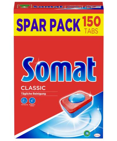 Somat Classic dishwasher tabs 150 tabs dishwasher wash tabs for the daily cleaning of cutlery and dishes with extra power and protection against glass corrosion