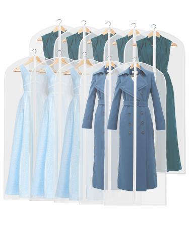 10 Pack - Simplehouseware 55-Inch Translucent Garment Bags with Zipper for Suits Dresses Costumes Uniforms 10 Pack - 55