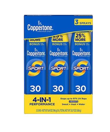 Coppertone Sport Broad-Spectrum SPF 30 Sunscreen Spray  3 pk./6.9 oz - Buy Online on GoSupps.com