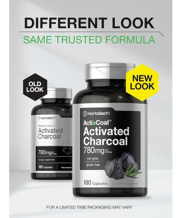 Activated Charcoal Pills 780mg | 180 Capsules | Coconut Shell Charcoal | Non-GMO & Gluten Free - Buy Online on GoSupps.com