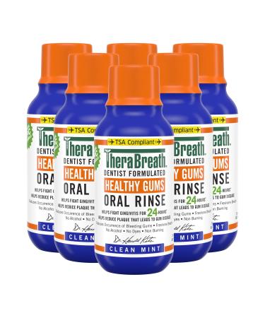 TheraBreath Healthy Gums Periodontist Formulated 24-Hour Oral Rinse, Clean Mint, 3 Ounce (Pack of 6) 3 Fl Oz (Pack of 6)