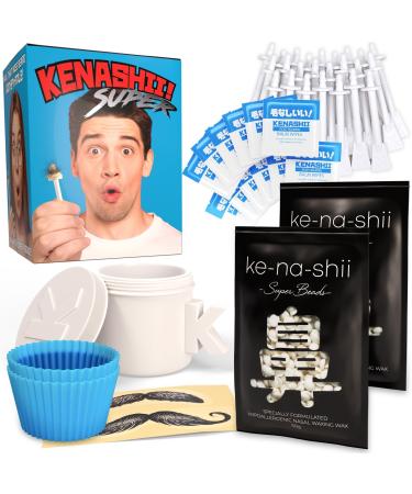 Kenashii Super Nose Wax Kit | 100 g Wax 24 Applicators | No Microwave Required | New Nose and Ear Hair Removal Kit | Nasal Waxing For Men and Women | 12 X Balm Wipes and Mustache Guards | Storage Bag 1.79 g (Pack of 56)