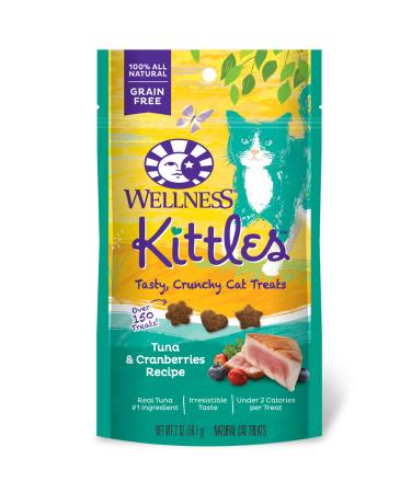 Wellness Kittles Crunchy Natural Grain Free Cat Treats, Tuna & Cranberry, 2-Ounce Bag 2 Ounce (Pack of 1) Tuna & Cranberry