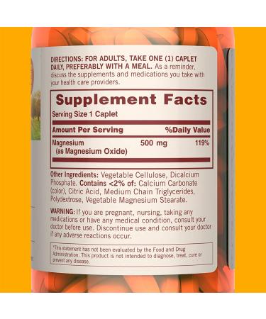 Sundown Magnesium Supplement 500mg Coated Caplets - 180 Count, Non-GMO, Gluten-Free, Dairy-Free, Vegetarian - 6 Month Supply - Buy Online on GoSupps.com