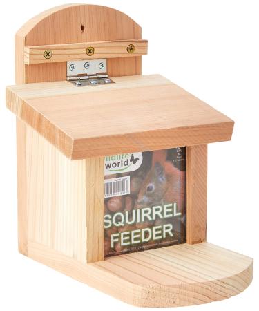 Wildlife World Wooden Squirrel Feeder and Feeding Box with Lift-Up Lid for the Garden