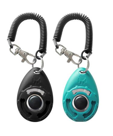 Pet Training Clicker with Wrist Strap - Dog Training Clickers (New Black + Blue)