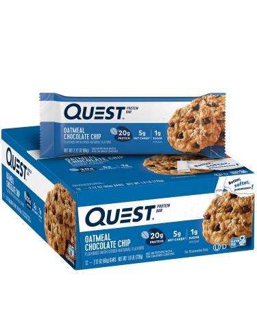 Quest Nutrition Oatmeal Chocolate Chip Protein Bar Low Carb Gluten Free Keto Friendly 12 Count