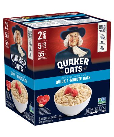 Quaker Quick 1-Minute Oatmeal, Non GMO Project Verified, Two 40 oz Bags in Box (Pack of 2), 55 Servings - Buy Online on GoSupps.com