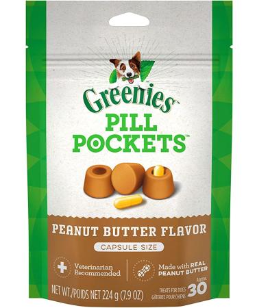 Greenies Pill Pockets Natural Dog Treats Capsule Size Peanut Butter Flavor