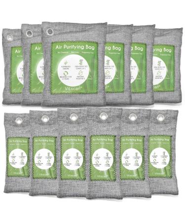 12 Pack Bamboo Charcoal Air Purifying Bag, Activated Charcoal Bags Odor Absorber, Moisture Absorber, Natural Car Air Freshener, Shoe Deodorizer, Odor Eliminators For Home, Pet, Closet (6x50g, 6x150g)