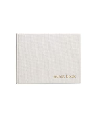 Pearhead Baby Shower Guest Book, Gender Neutral, Ivory Linen with Gold Print Linen Guest Book